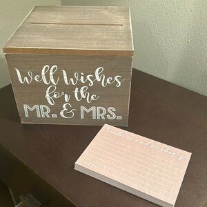 Wedding - well wishes Wooden Box with white lettering and 45 cards